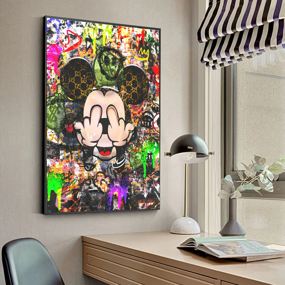 

Disney Graffiti Pop Art Mickey Mouse Canvas Painting Print Wall Art Home Decor Room Decoration Picture For Kids Room Frameless