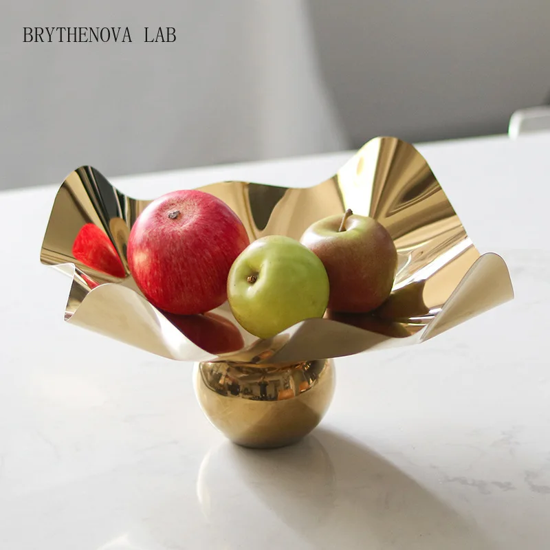 Stainless Steel Square Storage Tray, Metal Pleated Artistic Tray, Fruit Living Room Desktop Decoration, Tableware, Kitchen