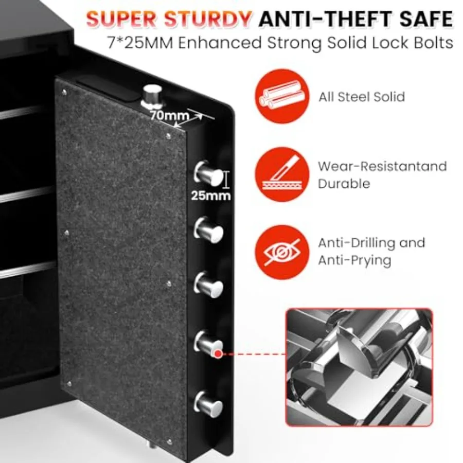 Black fireproof safe with keypad lock