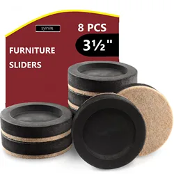 8 pcs Felt Furniture Sliders for Hardwood Floors - 3.5 Inch Heavy-Duty Movers with Unique Design - Easily Move Your Furniture