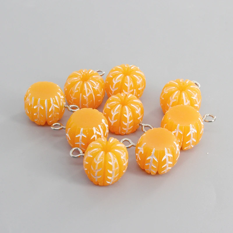 10pcs/pack 3D Small Tangerine Resin Fruit Charms Cute Earring Bracelet Hair Accessory Mini Pendants Diy Jewelry Making