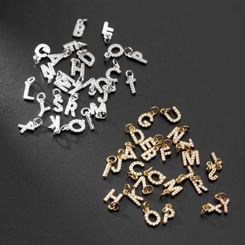 100% Real Sterling 925 Silver Accaccessories Zircon Letters Charm Pendant For Bracelets and Necklaces Key Diy Material