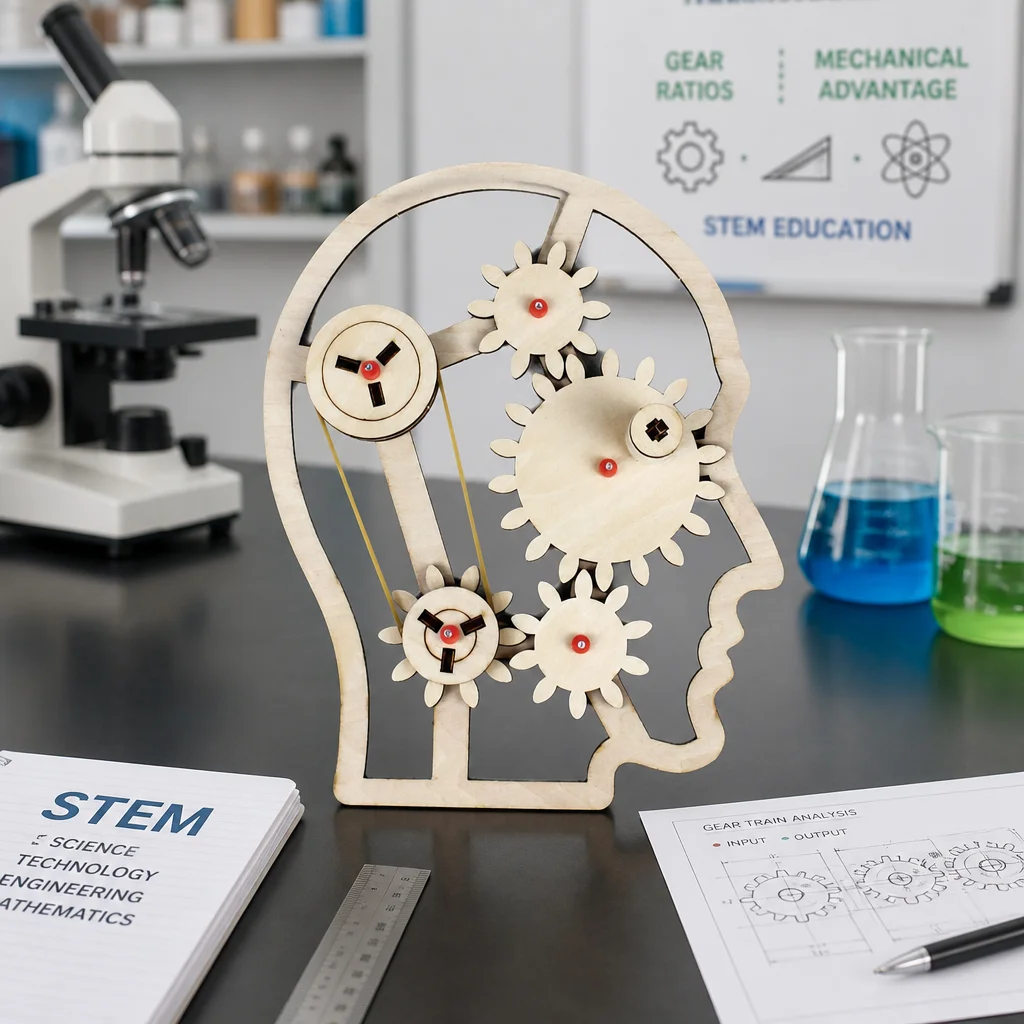 Wooden DIY Gear Transmission Model STEM Science Experiment Kits for Kids Physics Learning Educational Toys School Teaching Aids