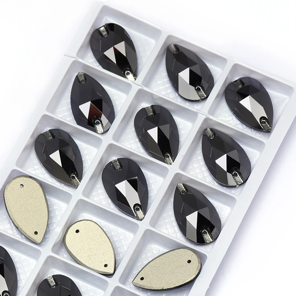 Jet Hematit K9 Glas Aufnähbare Strasssteine Kristallperlen Steine Strass-Applikationen für Hochzeitskleider DIY Kleidungsdekoration – Detail 9