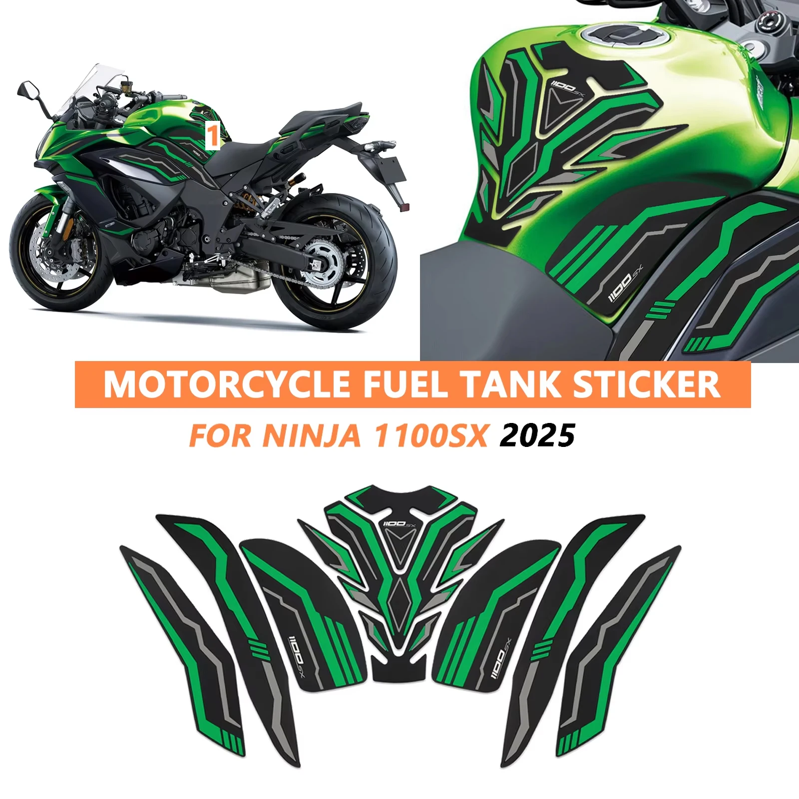 

Motorcycle fuel tank pad protector sticker decal fuel tank knee pad for Ninja1100sx 2025 NINJA 1100 SX 2025 Ninja 1100SX