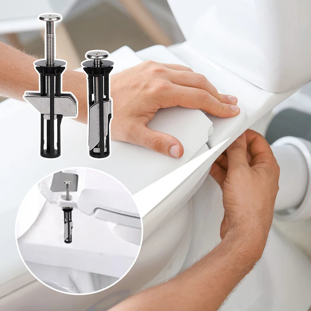 2Pcs Universal Stainless Steel Water Tank Toilet Seat Hinges Bolts Screws Replacement Bathroom Fixture Toilet Lid Fixing Parts