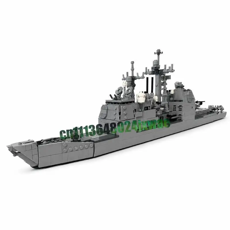 1494PCS Dual Color Guided Missile Cruiser MOC Model Standard Size Building Blocks Warship Collection Educational Holiday Gifts