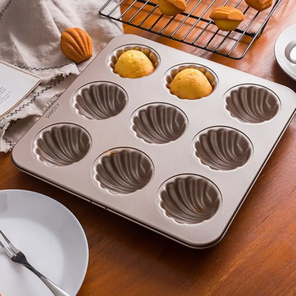 Nonstick Madeleine Cake Mold Carbon Steel 4/6/9/12 Cavities Shell Shape Cake Pan Champagne Mini Muffin Pan Cookies