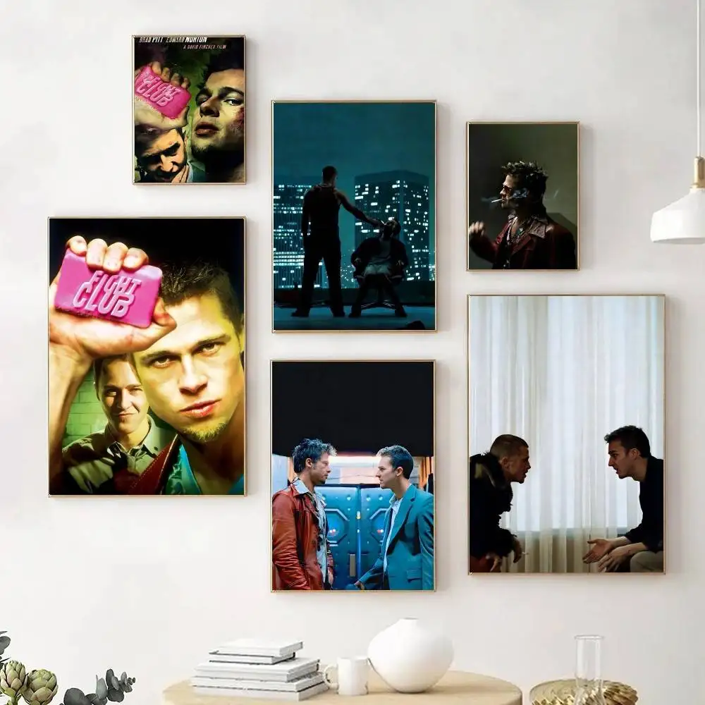 Classic Movie Sticky F-Fight Club Movie Poster Self Adhesive Waterproof Ideal For Living Room Bedroom Bar Decoration