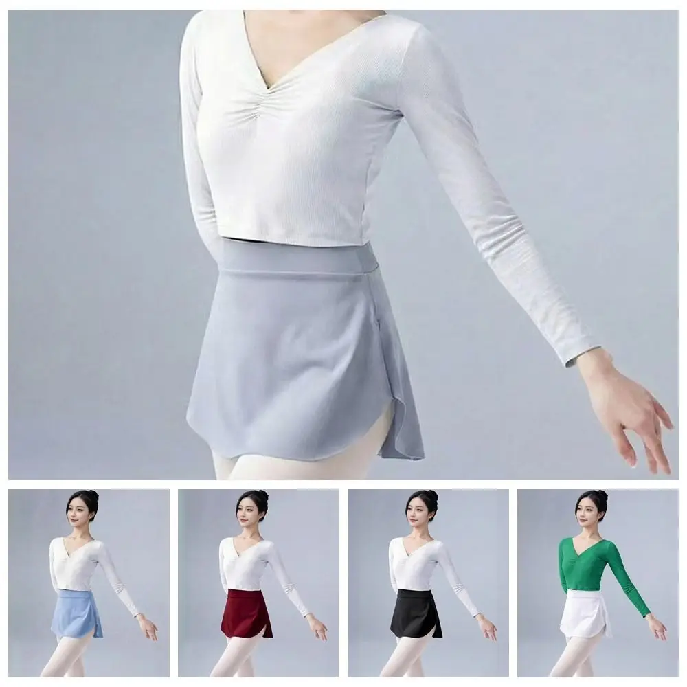 Flowy Elastic Waist Ballet Training Skirt Polyester All Match Yoga Skirt Dance Half Skirt Shape Training
