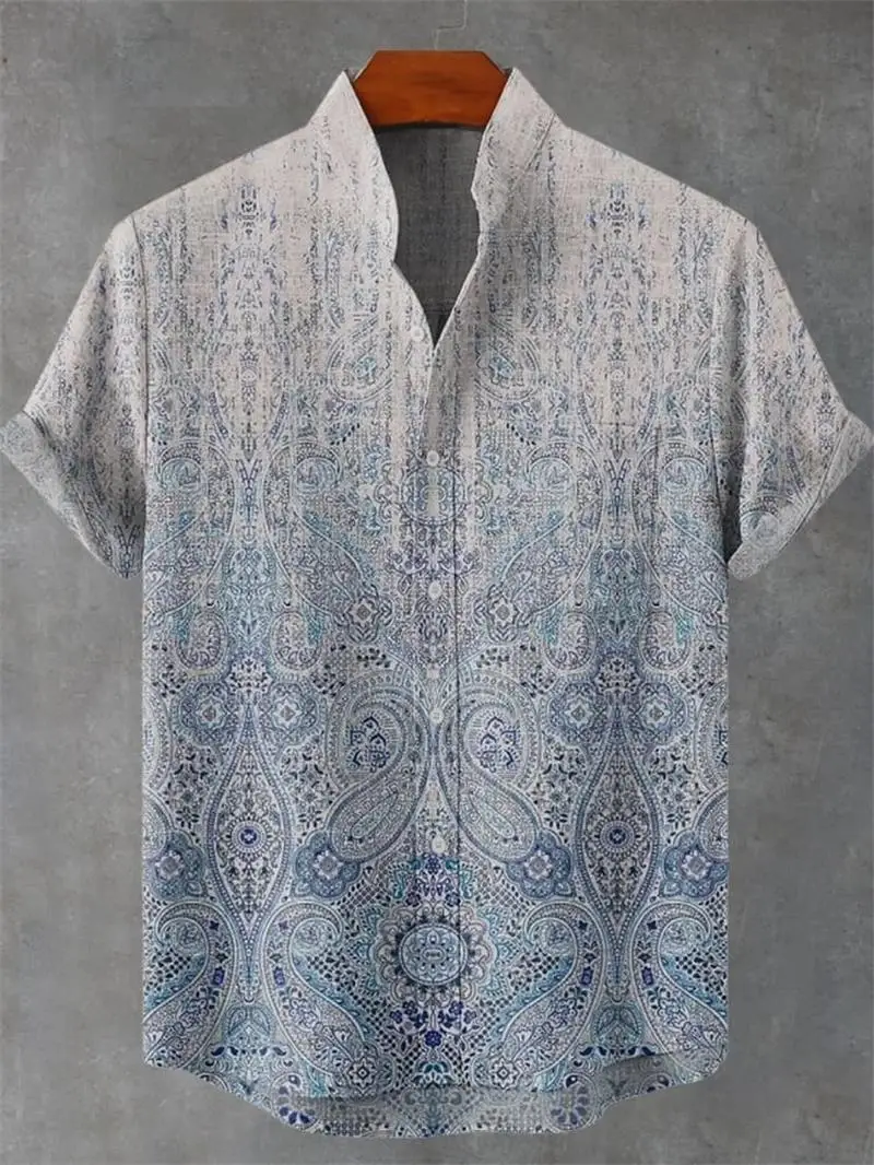 Men's Casual Shirt Top 3D Printed Pattern Shirt Men's Linen Camisa Negra Hombre Camisa Masculino De Luxo Camisas De Vestir Para