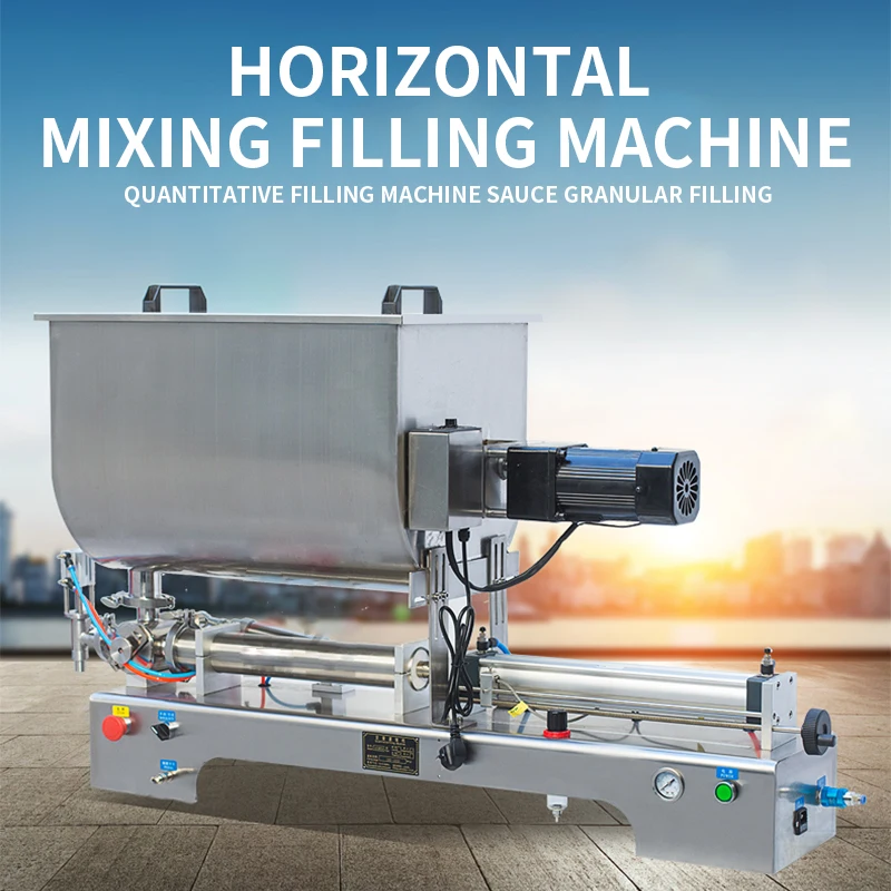 Horizontal pneumatic filling machine with stirring function Chili sauce paste filling machine 10-30 bottles/min