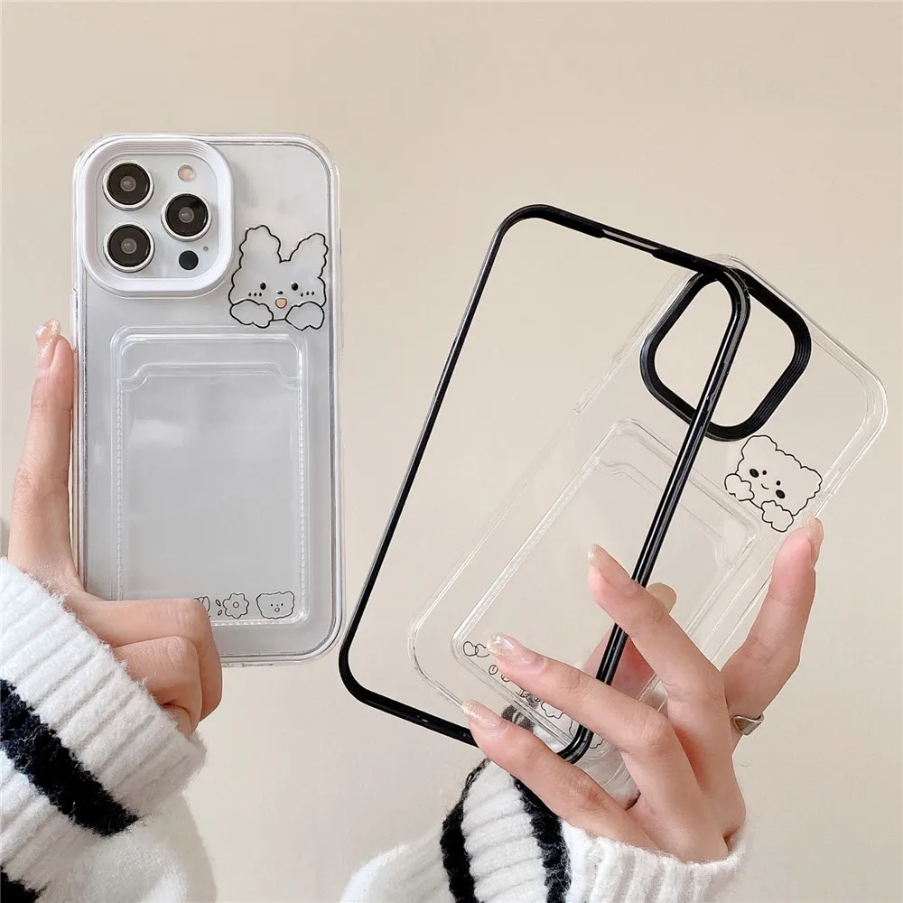 Lovebay Ultra Slim Transparent Case For iPhone 14 13 12 11 Pro Max 7 8 14 Plus One Card Holder Soft Cover For iPhone X XR XS Max