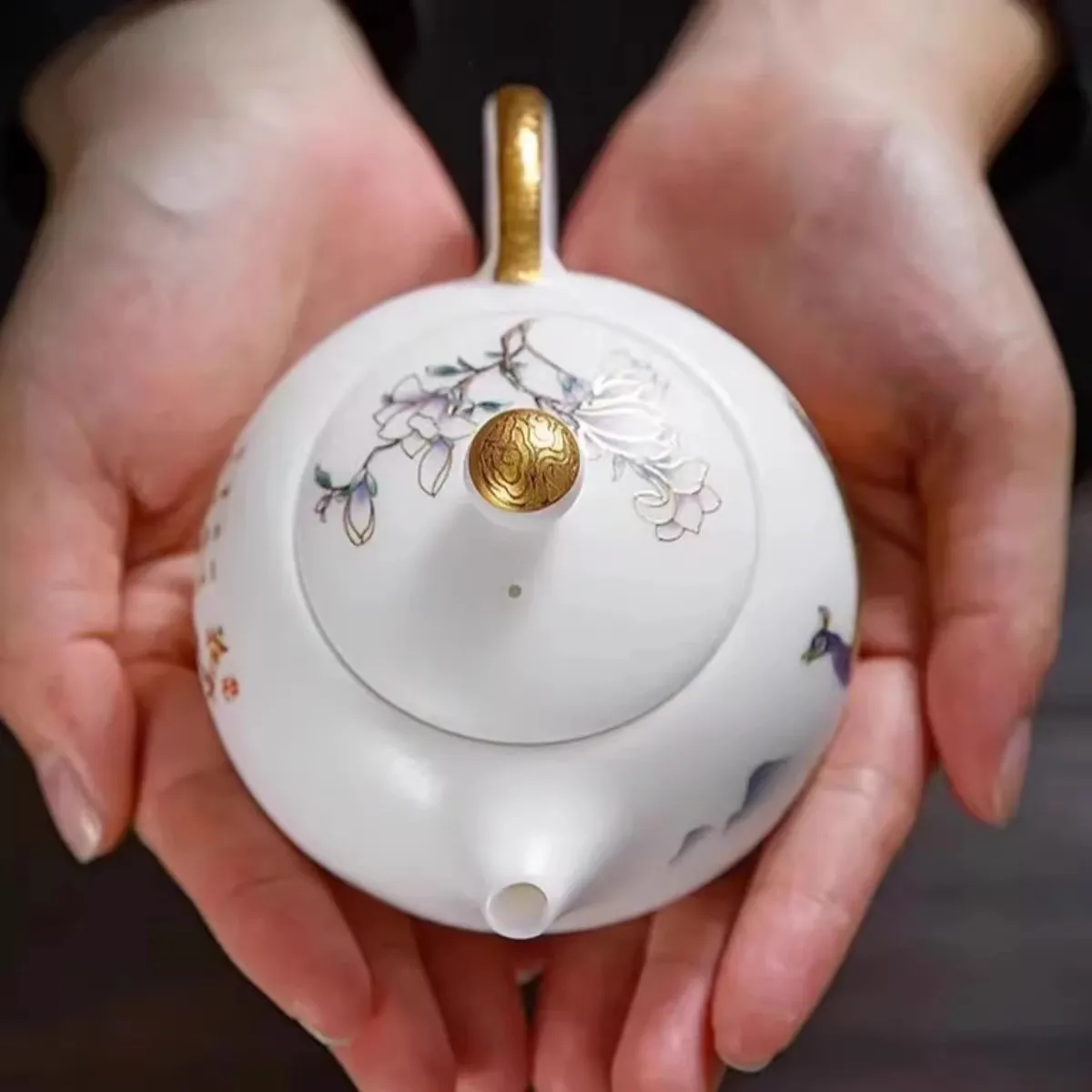 Tea Set Ice Jade Porcelain Three Cups One Pot Sheath Wooden Box Porcelain Kung Fu Tea Set Travel Tea Set Gift Packaging Gift