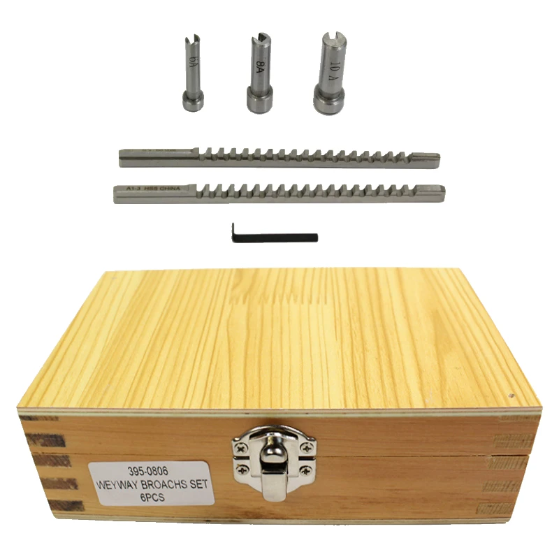6-Piece keyway broach set, metric standard DIY tool, multi-specification high-speed steel broach