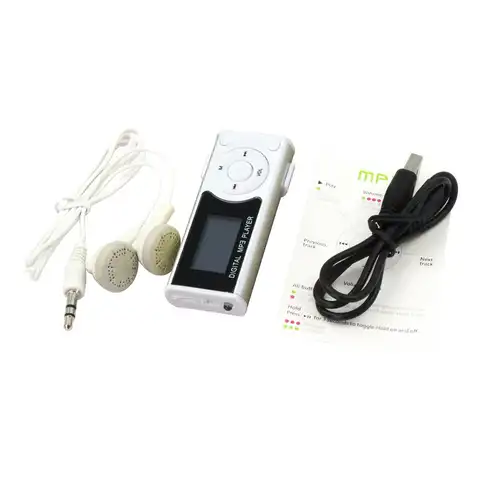 65mm 실버 미니 MP3 플레이어 본체, 16GB 슬롯 LED 플래시라이트 USB 2.0 저장용량 내구성 플라스틱 휴대용 MP3 기기