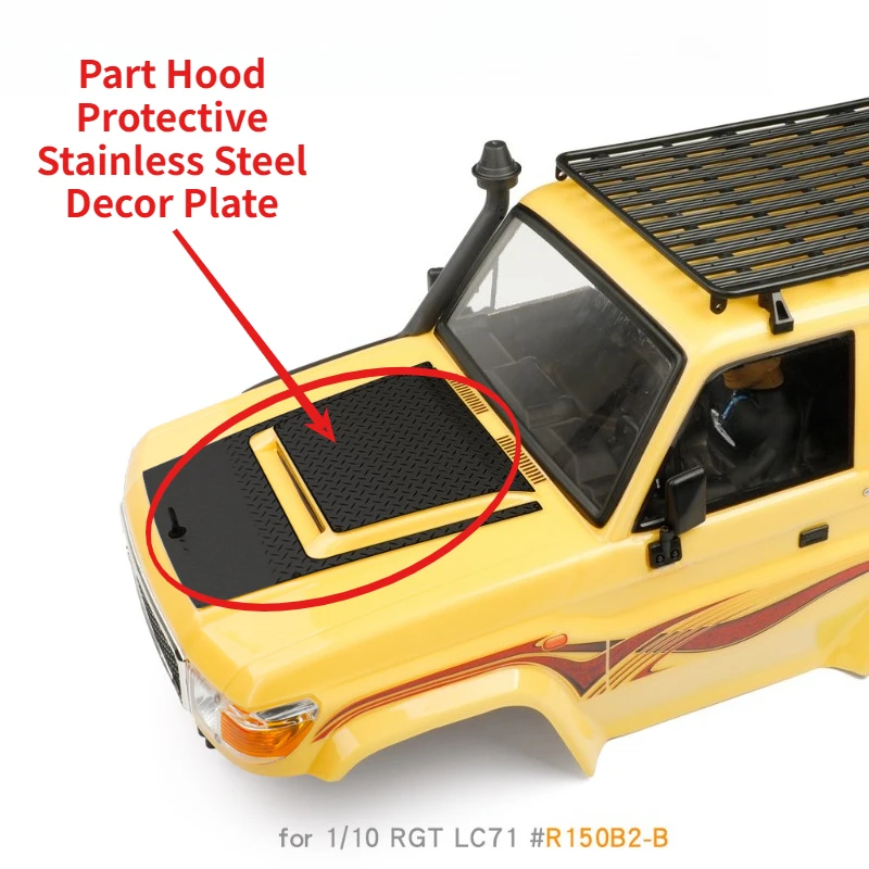 RC Crawler Upgrade Part Hood Protective Stainless Steel Decor Plate For 1/10 RGT LC71 Off-road Custom Size Simulated Accessories