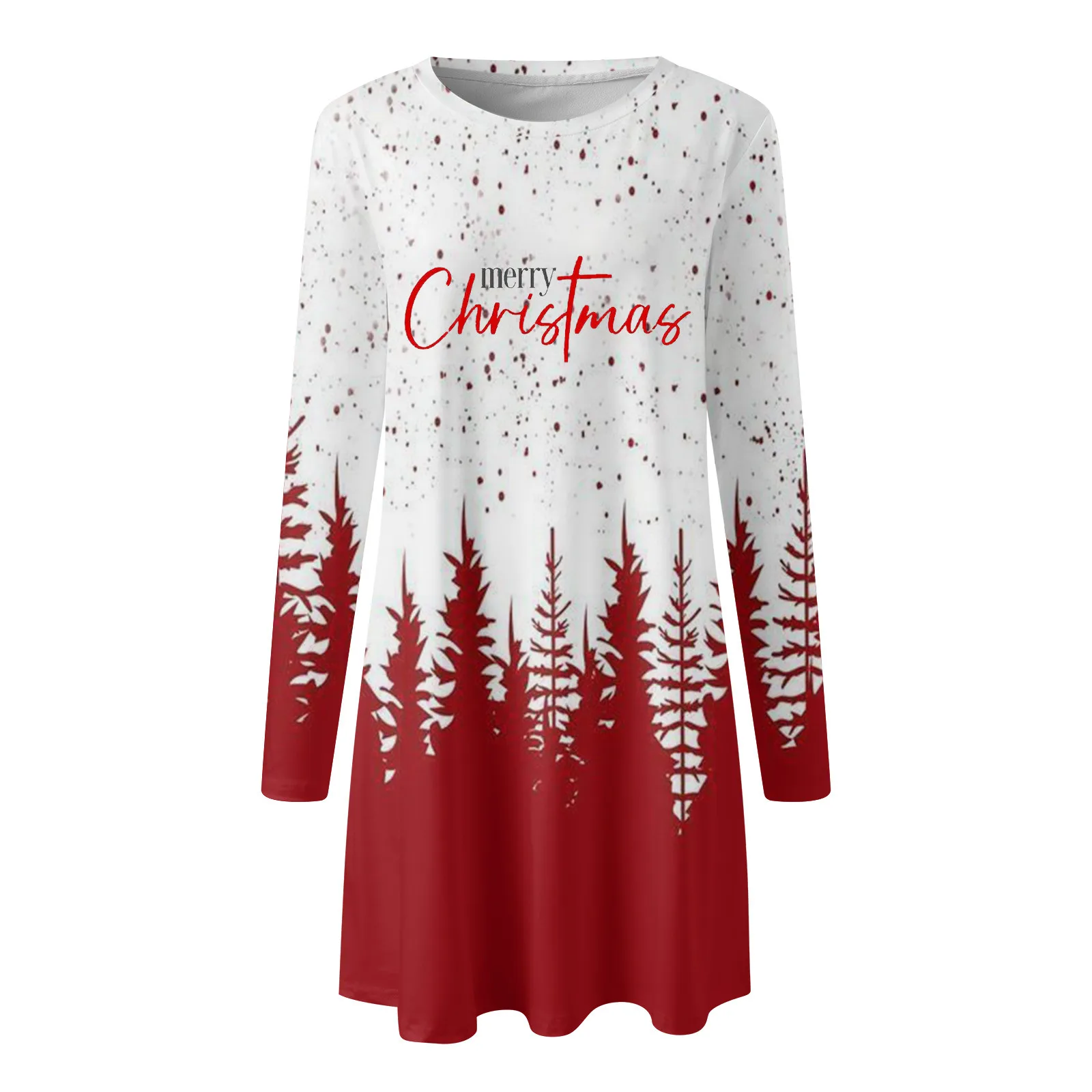 2023 Christmas Print Dresses For Autumn Fashion Long Sleeve Loose A-Line Dress Casual Women Party Dress Winter Clothing Mujer