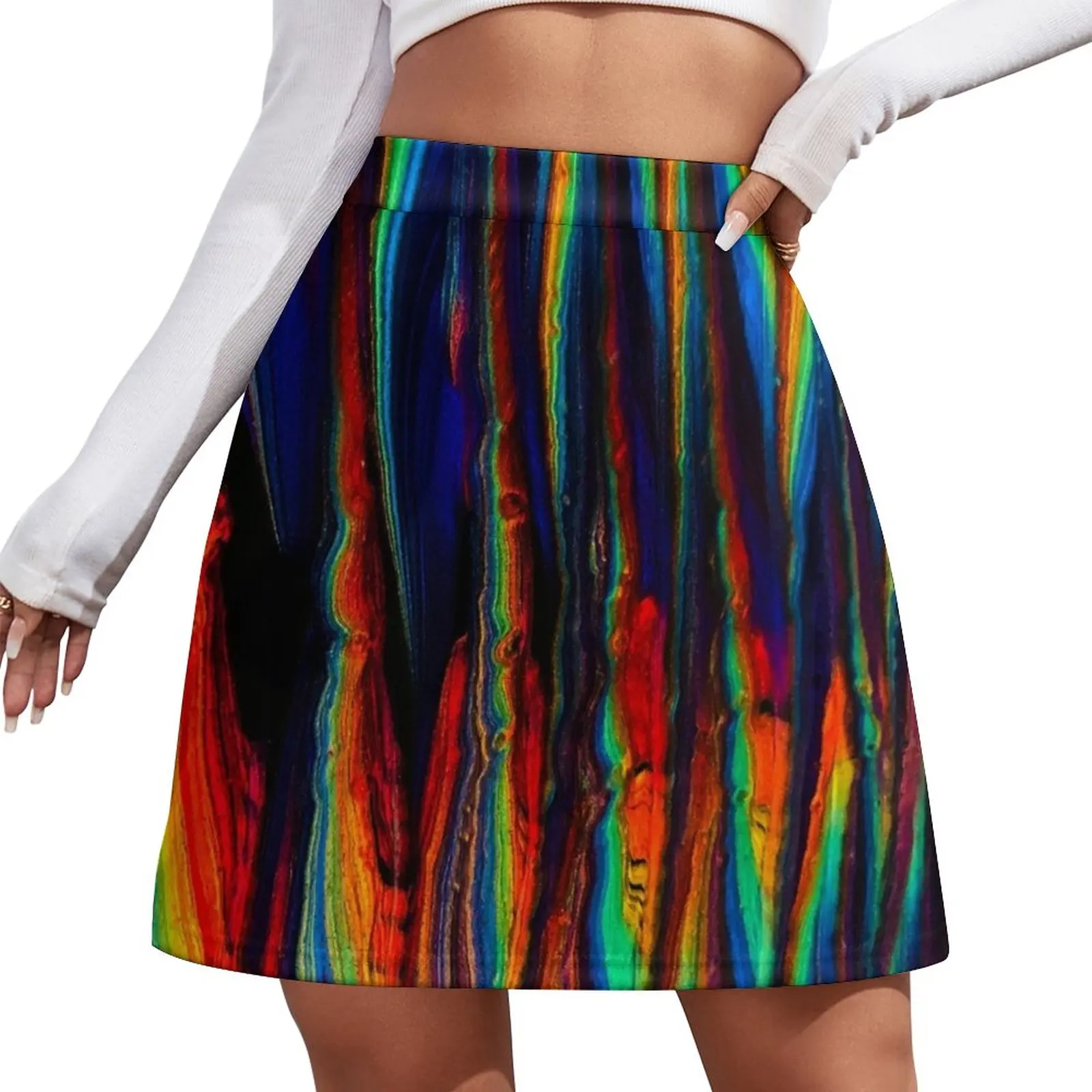 

Goth Rainbow Zig Zag Mini Skirt summer dress for women 2023 japanese style korean summer clothes summer dresses for women 2023