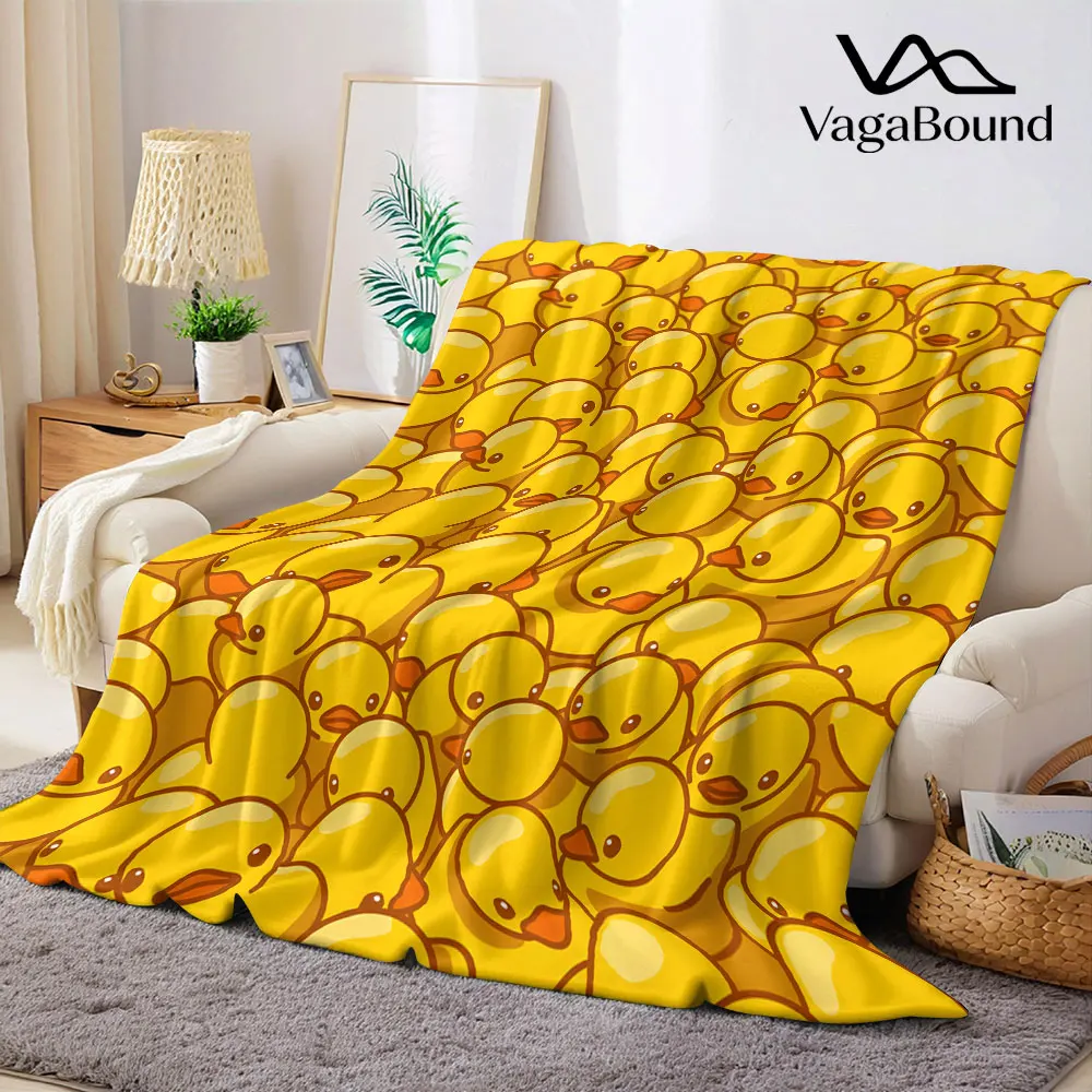 Cute Rubber Duck Printed Blanket Suitable for Sofas Beds Offices Travel Camping Chairs Warm Plush Blanket