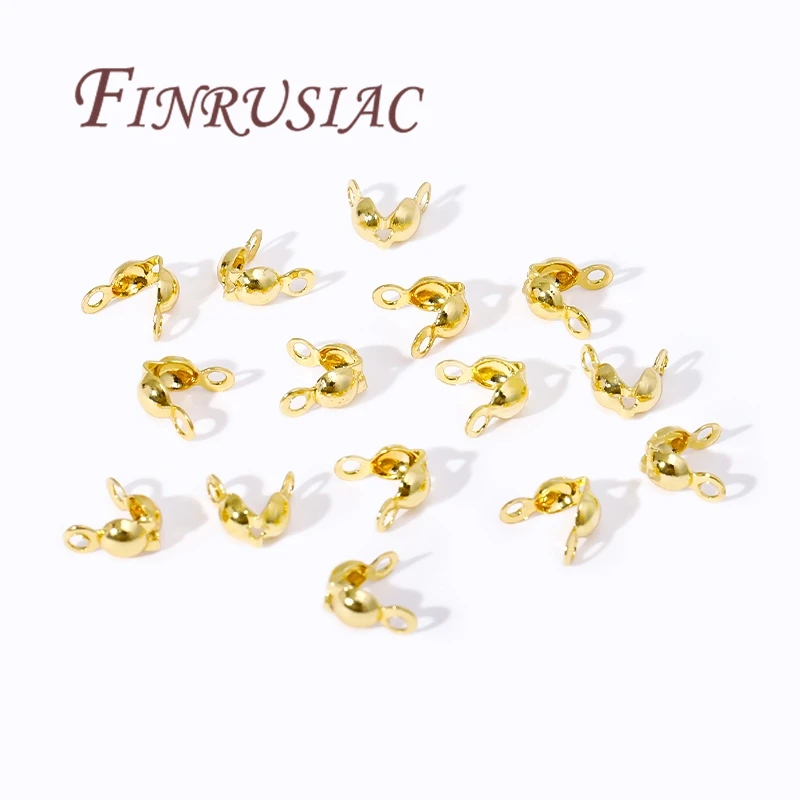 3.2mm 4mm 18K Gold Plated Crimp Bead Cover,End Caps For Jewelry Making Supplies,DIY Bracelets Accessories,Crimp Beads Findings