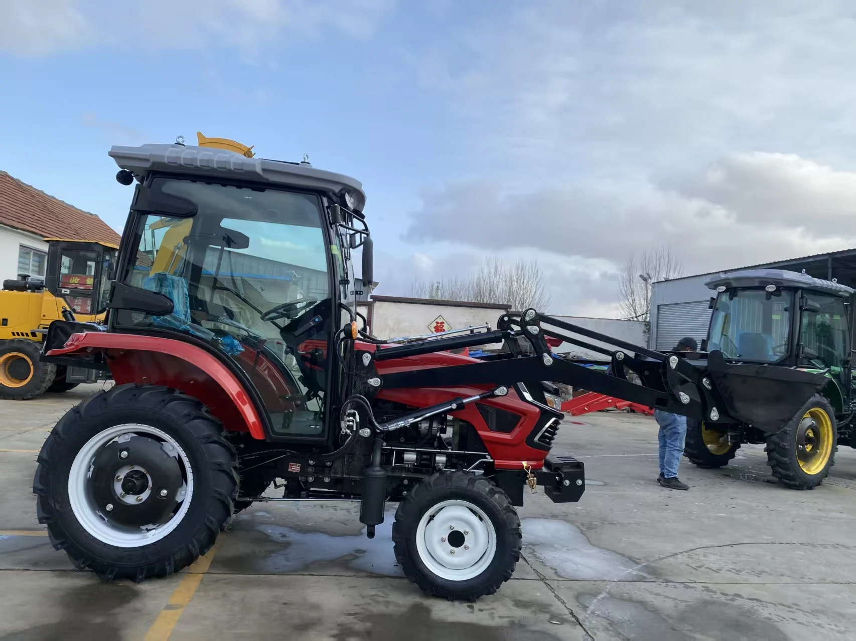 أحمر 40 حصان 50 حصان مزرعة صغيرة ديزل موتوكولتر 4 عجلات جرار مشي صغير #2