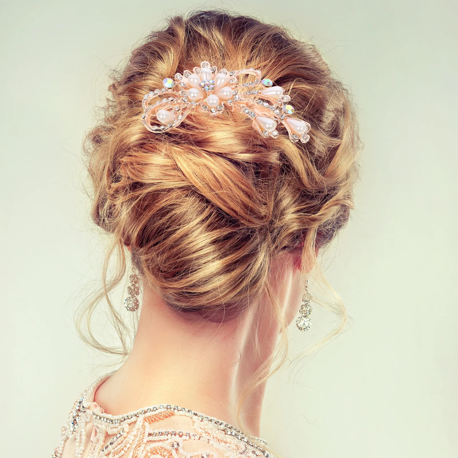 

2Pcs Rhinestone Pearl Hair Combs Wedding Bridal Hairpieces Bride Accessories Elegant Hair Clip for Weddings Proposals