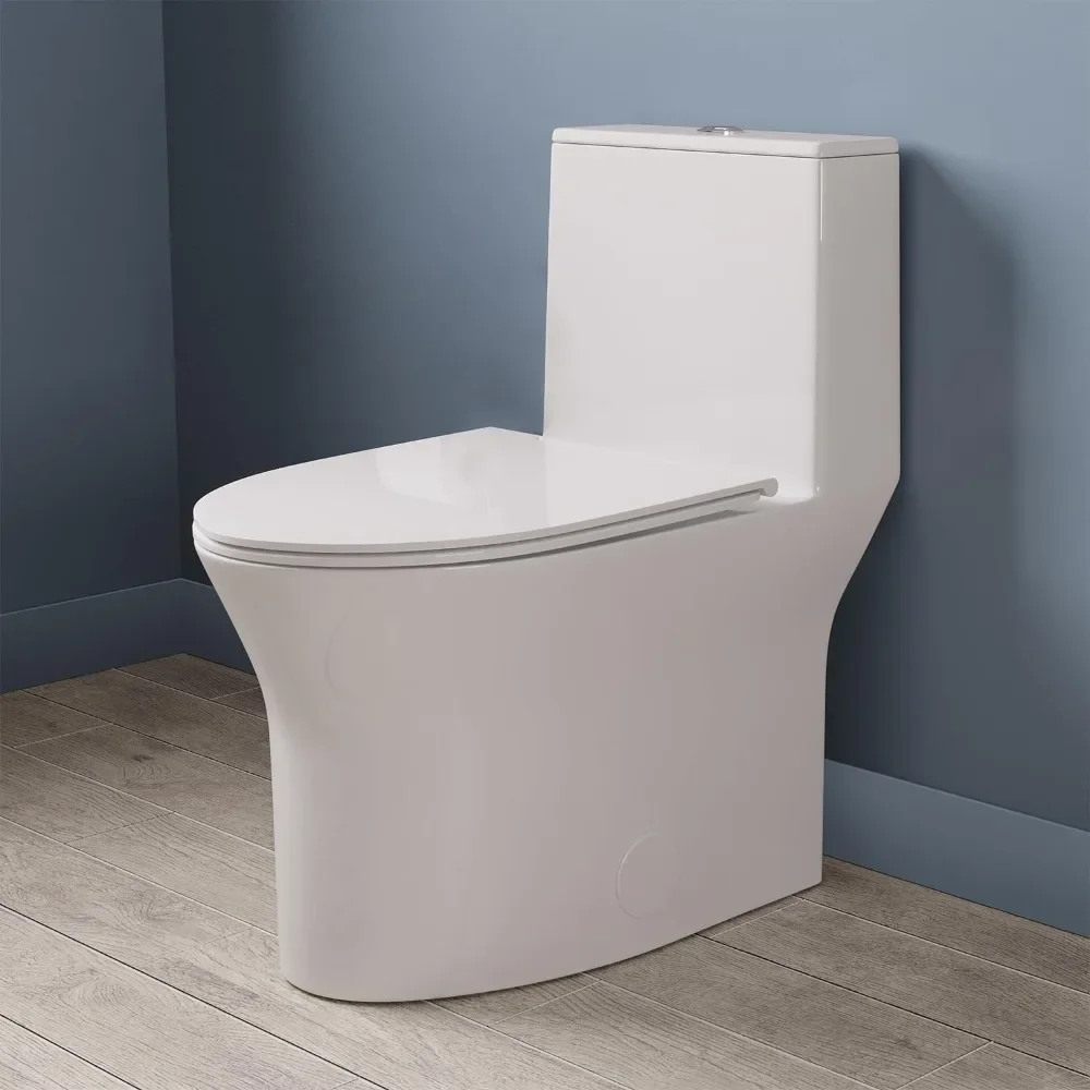 

One Piece Toilet, Compact Toilet w/Comfort Chair for Small Bathroom, Dual Flush 0.8/1.28 GPF and MAP 900g,