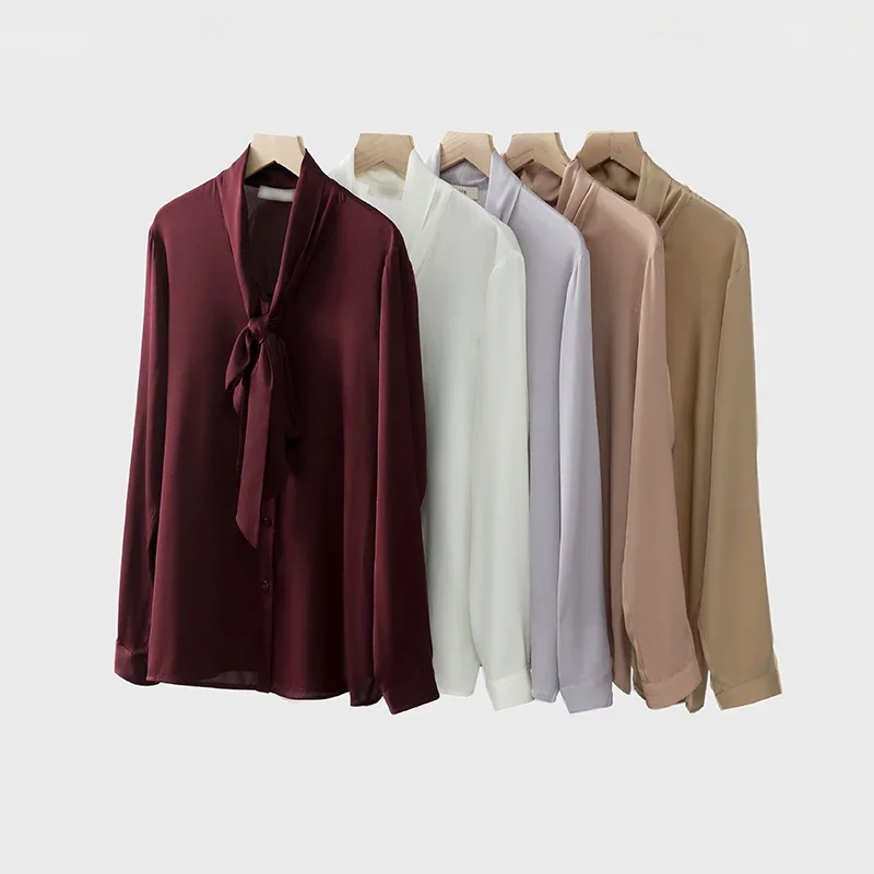 Long Sleeve Blouse Women Clothing Korean Fashion Women's Shirts Autumn 2024 Real Mulberry Silk Shirt For Women Sexy Blouses Zm