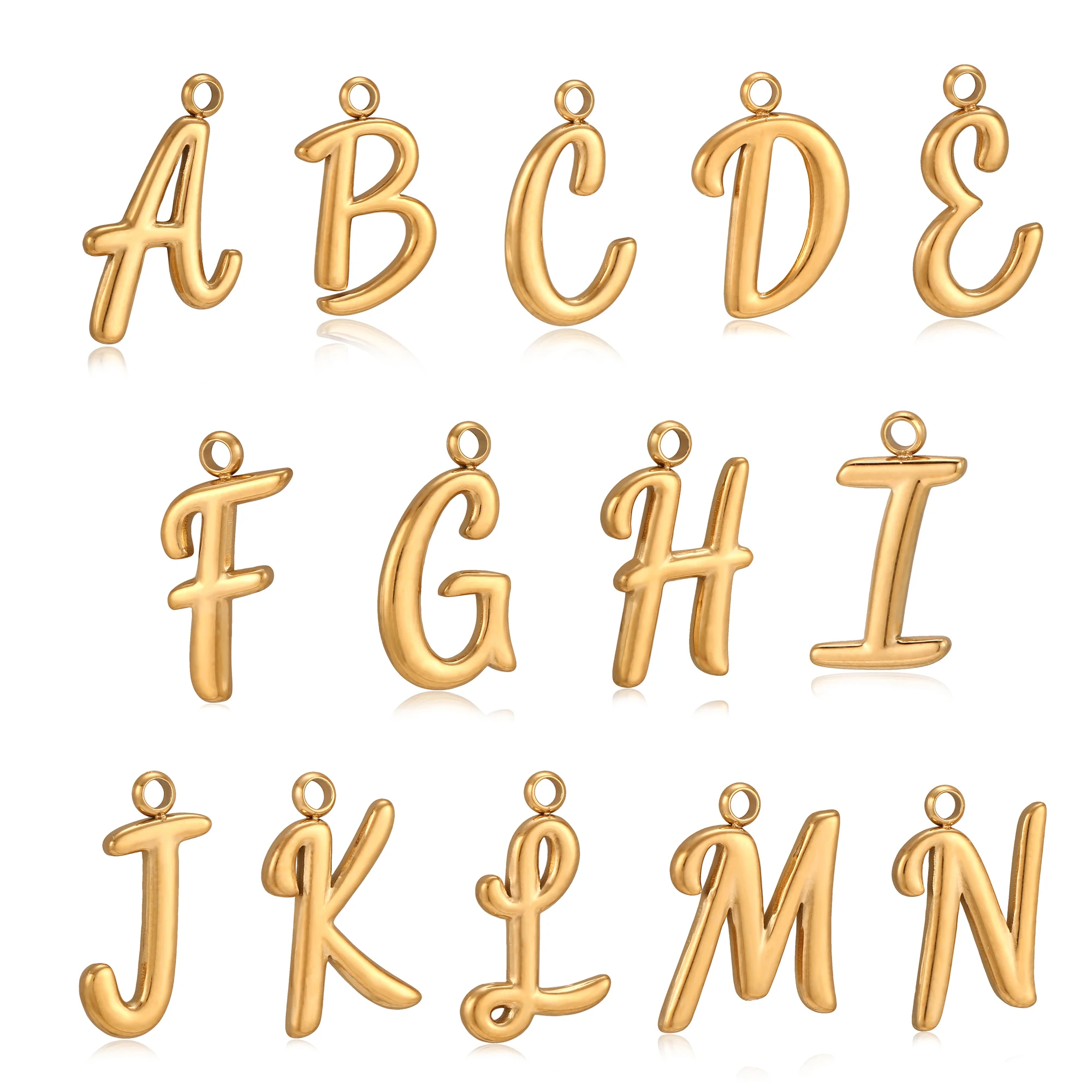 3Pcs Alphabet Initial Charm Stainless Steel Gold Color PVD Plated 26 Letters Pendants DIY Necklace Bracelet Jewelry Making Craft