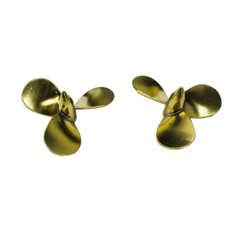 1Pair Dia 50mm 3-Blade Paddle Brass Soldering Propeller Inner Hole M4 Thread Positive Negative Props for Simulation Ship Model