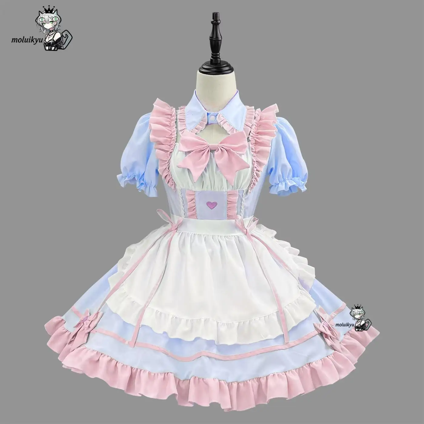 Cute S-5Xl Black Pink Lolita Sexy Cat Maid Outfit Apron Dress Bell Choker Anime Cosplay Costume Women Coffee Waitress Uniform view 4