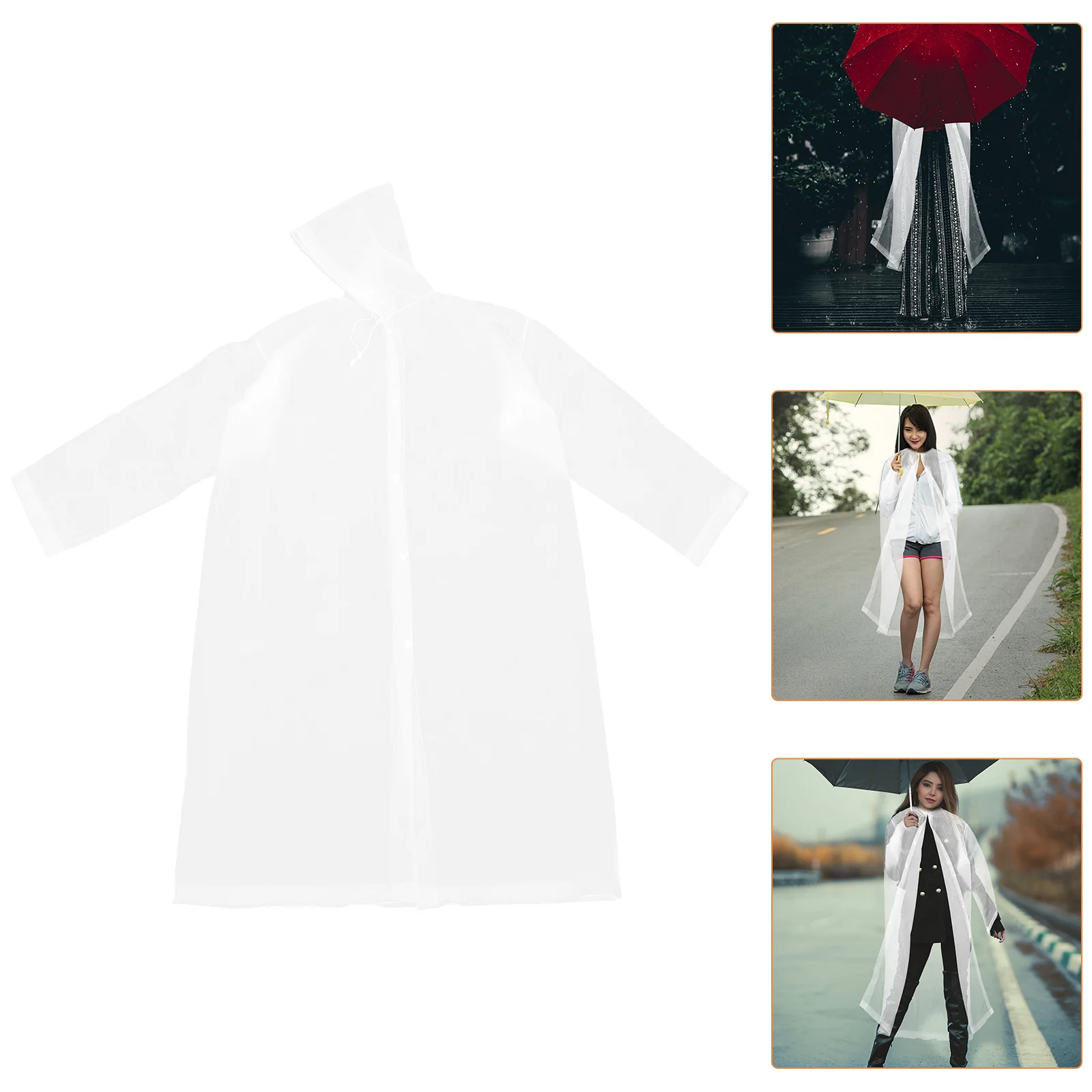 

1pc Eva For Outdoor Adult With Hood Adult With Transparent Raincoat Hood Reusable Raincoat Camping Hiking Gear