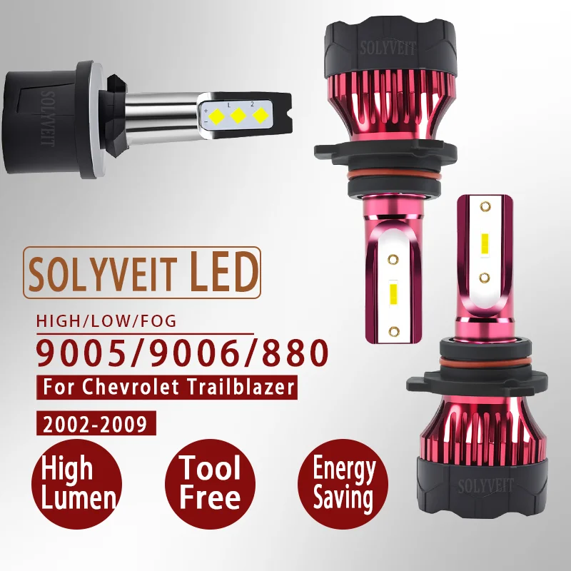 

Reliable Night Driving 9005 9006 880 LED Headlight foglight For Chevrolet Trailblazer 2002 2003 2004 2005 2006 2007 2008 2009