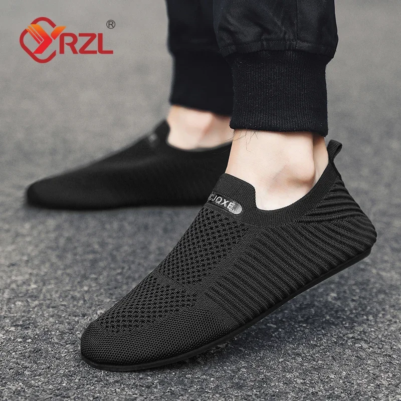 حذاء YRZL رجالي قابل للتنفس سهل الارتداء باللون البني كاجوال مريح ونعل ناعم للمشي مقاس كبير حذاء خفيف الوزن غير قابل للانزلاق #3