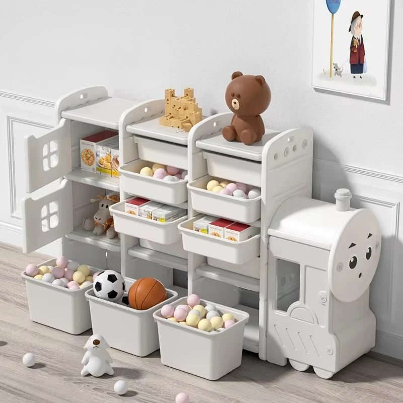 

Large Capacity Bus Car Shape Bookshelf Baby Storage Rack Plastic Children's Room Furniture Toy Cabinet