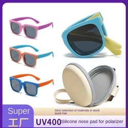 New Large Frame Folding Children Sunglasses Silicone Baby Polarized Sun UV Protection Glasses Sports Outdoor Travel Eyewear T255