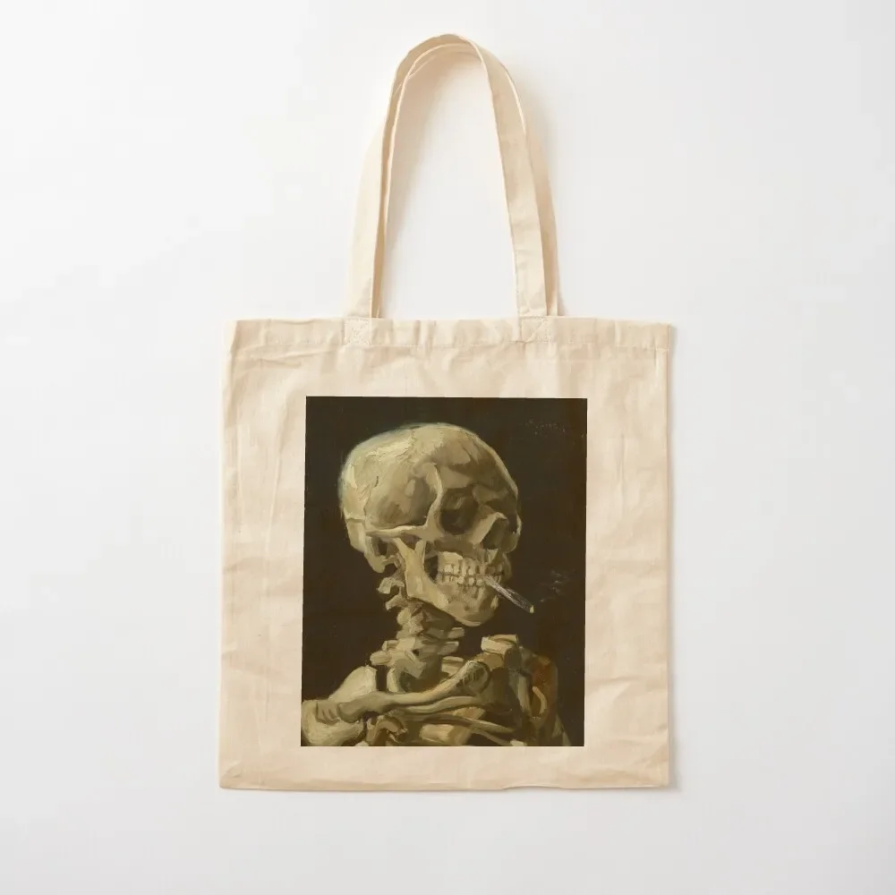 

Head of a Skeleton with a Burning Cigarette - Vincent Van Gough Tote Bag shopper bag women canvas tote bag canvas