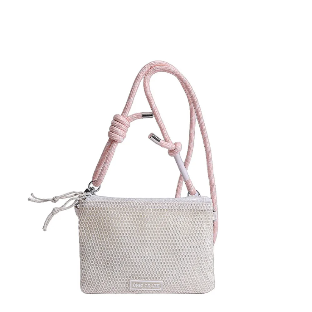 

Милая нейлоновая сетчатая сумка в корейском стиле, двухслойный кошелек, сумка для мобильного телефона, сумки-кошельки, однотонная сумка на плечо для девочек