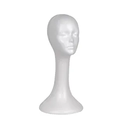 Head Model Abstract Long Neck Foam Female Mannequin Wig Hat Glasses Display Stand Model For Business Manikin White