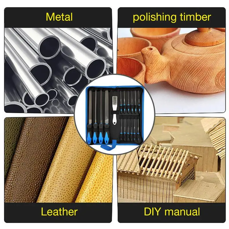 20pcs Hand Glass Stone Metal Durable Craft Tool Diamond Carving Storage Bag Jewelry Making Needle File Set Professional Hobbies