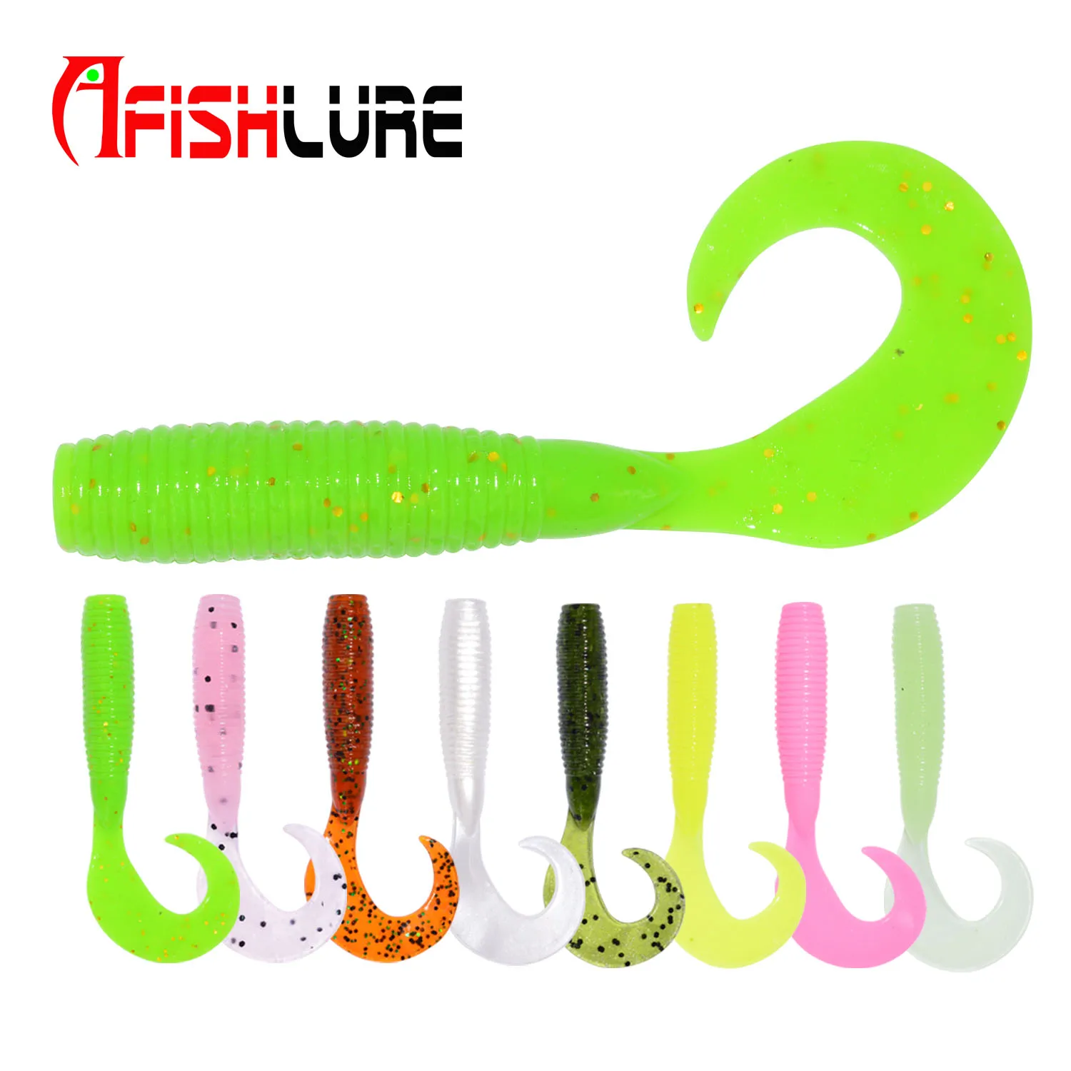 Afishlure Lure Fishing Soft Grubs Cruly Tail Lure Maggot Wobbler Jig Head Bait 65 mm/3 g Texas Rig Worm