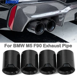 4 PCS Exhaust Tip For BMW M5 F90 Carbon Fiber Tailpipe M Performance Muffler Nozzle Exhaust Header