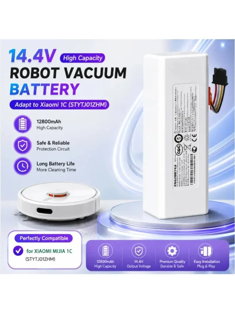 12800 mAh 14,4 V P1904-4S1P-MM Akku für Xiaomi Mijia 1C STYTJ01ZHM Roboter-Staubsauger Zubehörteile Original