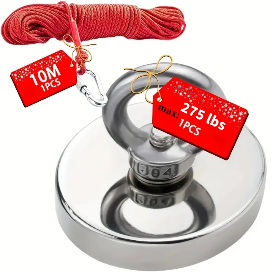 Super Strong Neodymium Fishing Hook N52 D36-D60mm Heavy Duty Rare Earth with Countersunk Hole Eyebolt Salvage Fishing Magnet