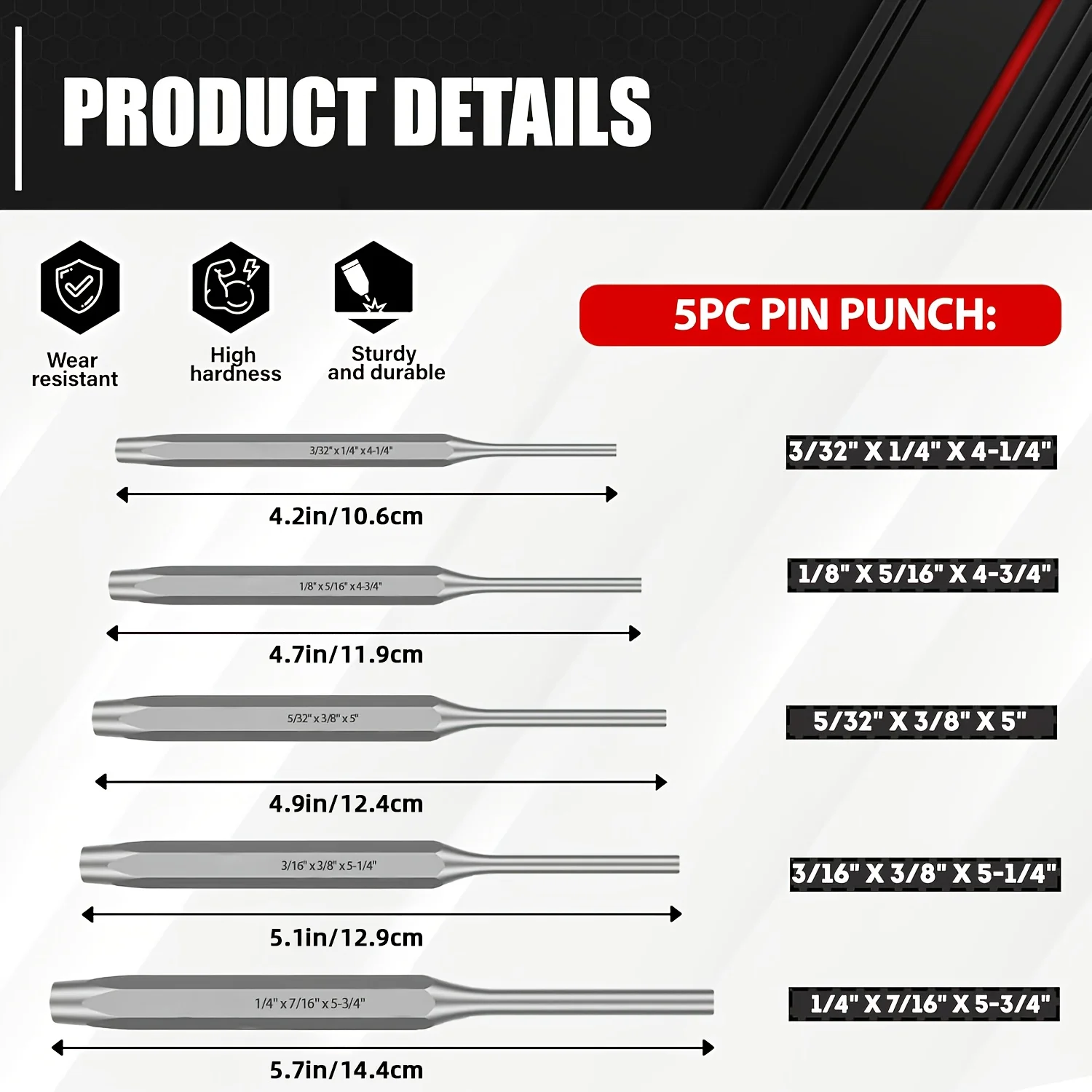 16Pcs Punch and Chisel Set With Storage Pouch, Including Taper, Cold Chisels, Pin, Center, Chrome Vanadium Steel