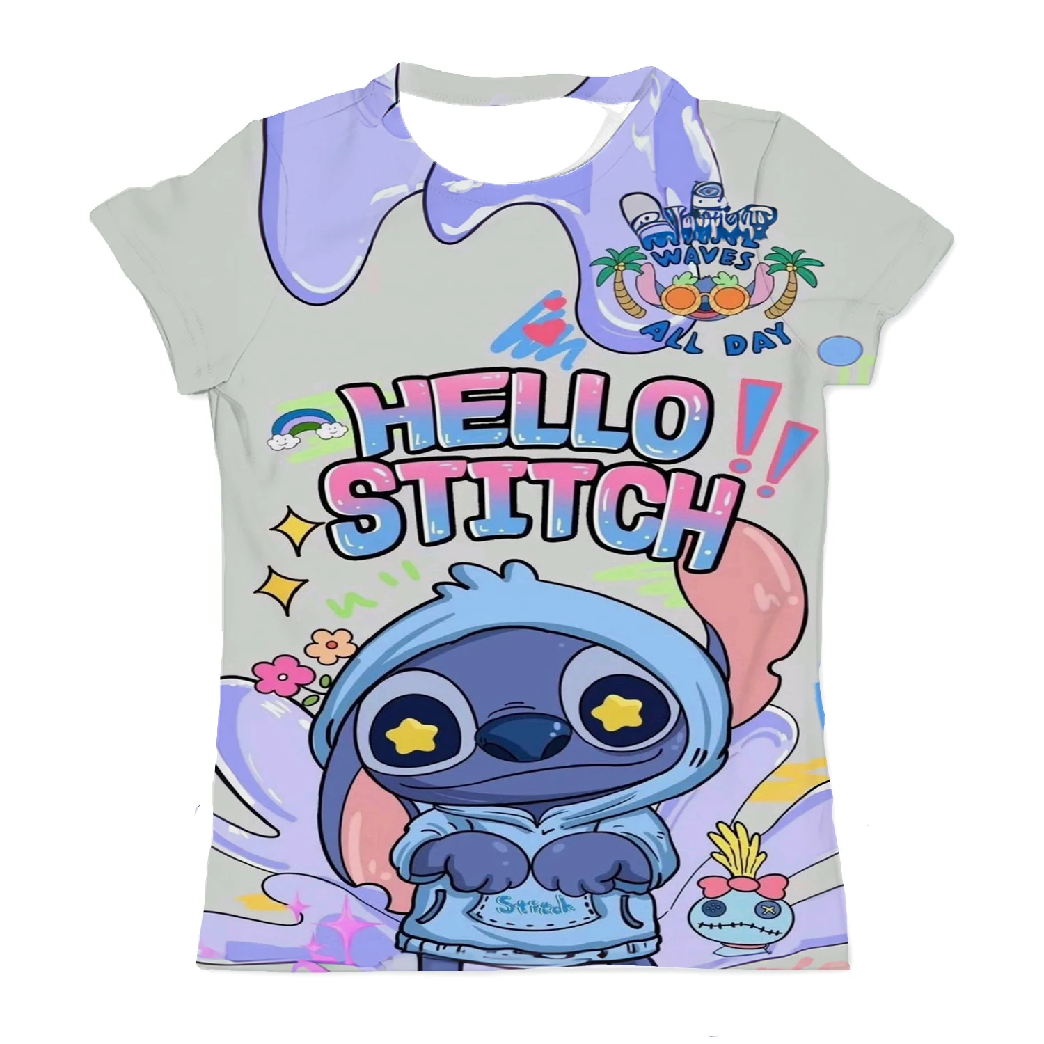 

Kids Girls Clothes Summer Disney Stitch Cartoon breathable Tops T-shirt Boys Sports Casual Quick-dry Tees Fashion Shirt Clothing