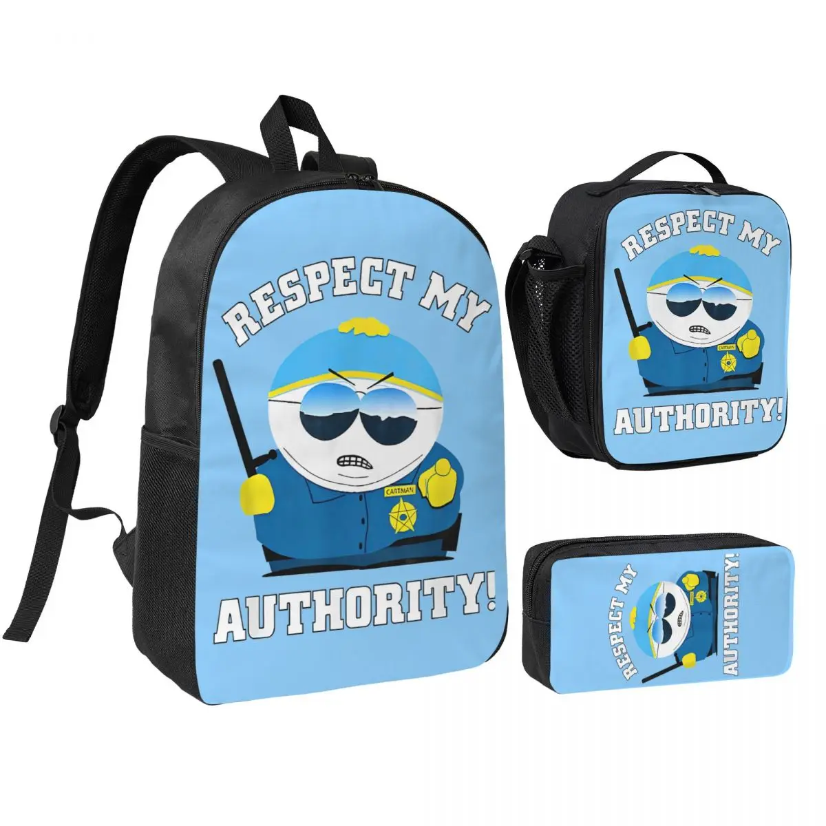 

3pecs/set SouthsPark Cartman рюкзак для мальчиков и девочек аниме мультфильм рюкзак сумка для обеда пенал