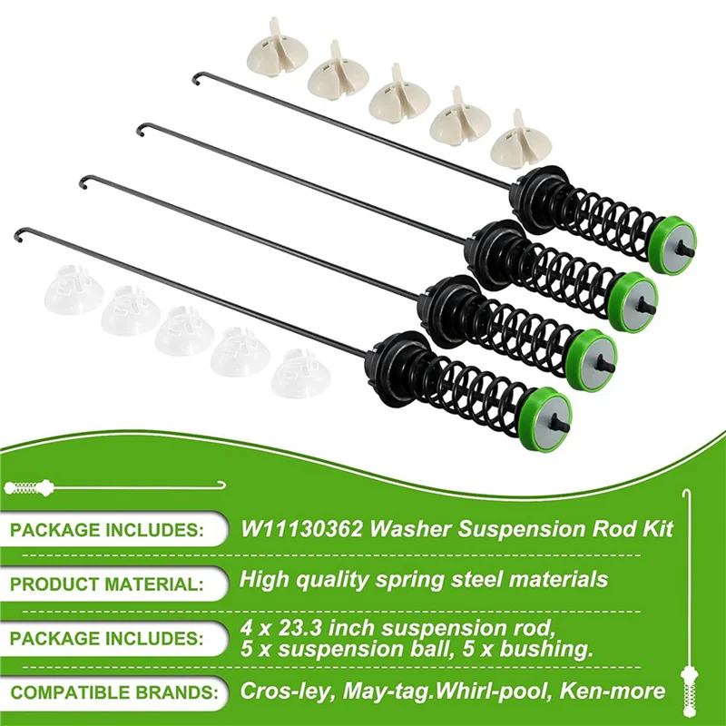 

A89X W11130362 8Pcs Washer Suspension Rod Kit,For Washing Machines-Fit 11022352510, WTW5000DW2,MVWC565FW0, WTW5000DW0