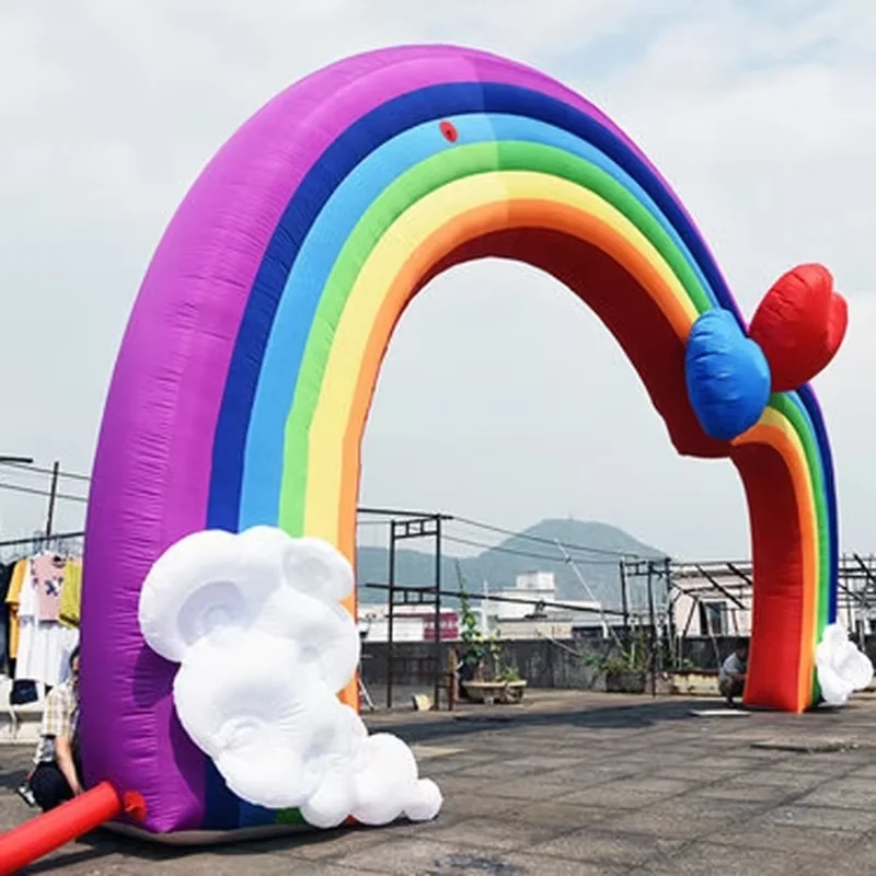 Colorful Inflatable Rainbow Arch with Blower Rainbow Arch Balloon for Outdoor Advertising Party Decoration